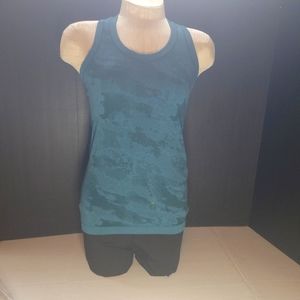 ATHLETA Momentum Camo Tank Top Athletic Dark Surf Teal Stretchy Women's Size XS
